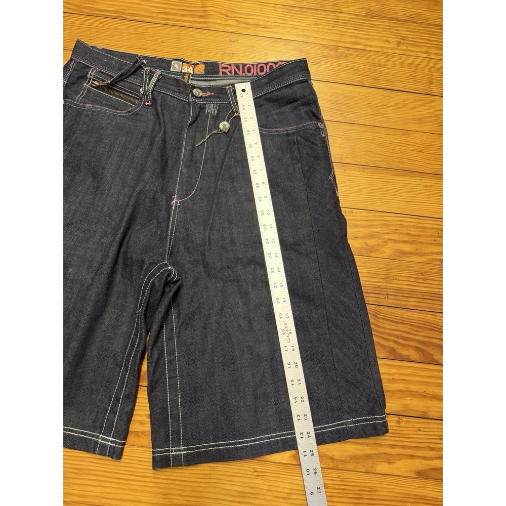 Akademiks Men's Dark Wash Denim Jean Shorts 5-Pocket Embroidered Y2K Hip Hop - Picture 9 of 10